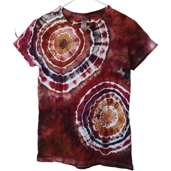 Burgundy Grace Ladies Small Geode Tie Dye Short Sleeve Tee - Picture 4 of 6
